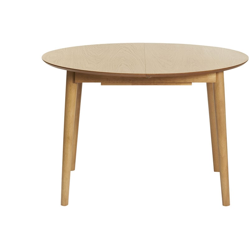 Table extensible rallonges intégrées ronde en bois clair chêne L115-154 cm EGO