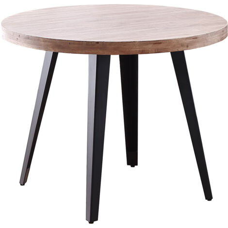 Table à manger ronde fixe Berg Chêne Miel / Noir.