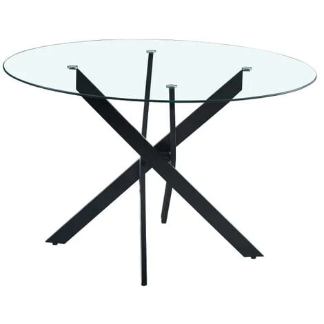Table a manger ronde JESSICA Black verre transparent 100 cm