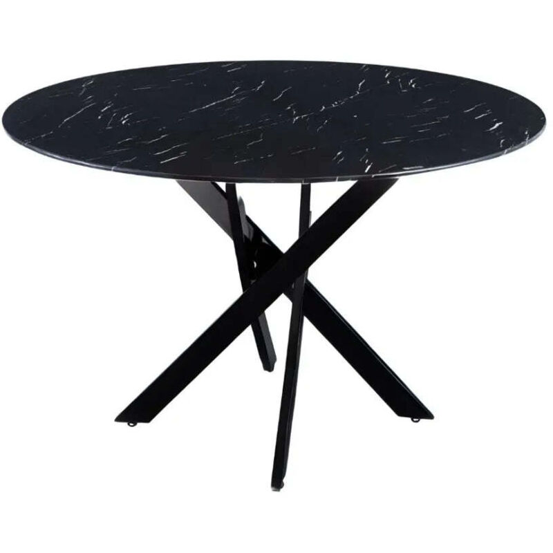 Homy France - Table a manger ronde jessica Black verre transparent 100 cm
