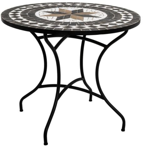 Table à manger ronde Kipos mosaïque noir D90cm - Atmosphera créateur d'intérieur