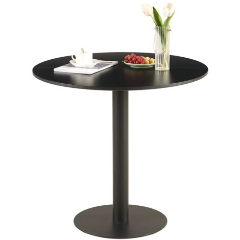 Table à Manger Ronde Mid Century Moderne, Table Basse Minimaliste Noir, Pour Salle à Manger, Salon, Chambre, Bureau, Café