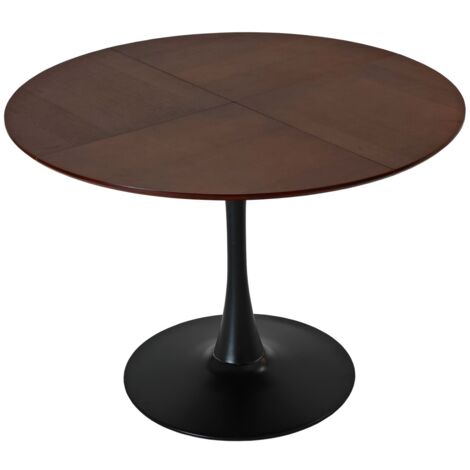 Table à manger ronde moderne 120cm - Plateau patchwork chêne & piètement métal - Table salle à manger ou basse