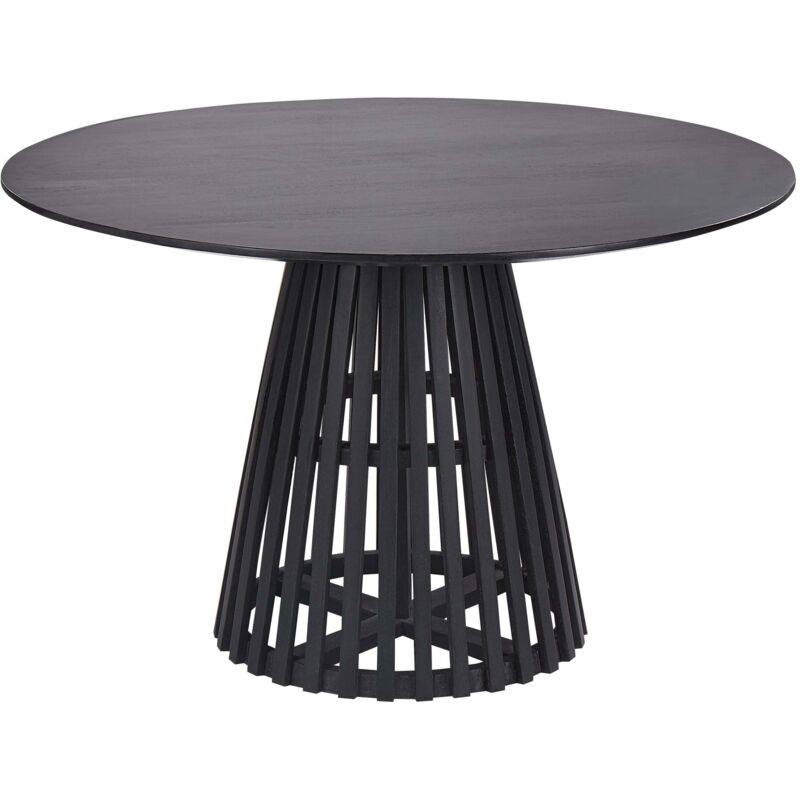 Beliani - Table à Manger Ronde Moderne pour 4 Personnes 120 cm Plateau Bois d'Hévéa Noir Mesilla