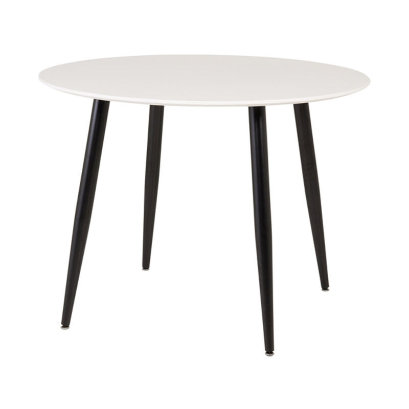 Paris Prix - Table à Manger Ronde 'Plaza' 100cm Blanc & Noir