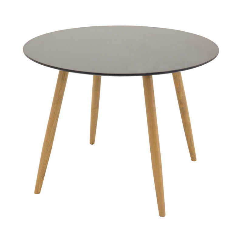 Paris Prix - Table à Manger Ronde 'Plaza' 100cm Noir & Naturel