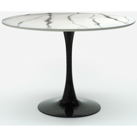 AHD AMAZING HOME DESIGN Table à manger ronde style Tulipe 120cm effet marbre Moonstone+