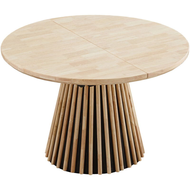 Table à manger ronde, table de repas extensible coloris Chêne naturel - Longueur 120 - 160 - 200 x Largeur 120 x Hauteur 76 cm Table à manger ronde, table de repas extensible coloris Chêne naturel - Longueur 120 - 160 - 200 x Largeur 120 x Hauteur 76 cm