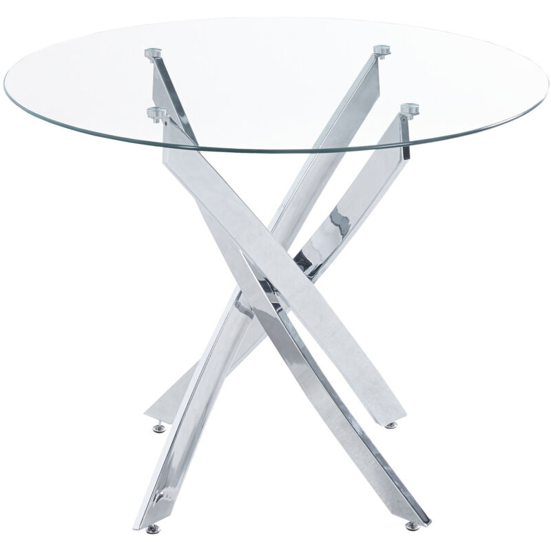 Fijalo - Table à manger ronde Thunder Crystal / Chrome.