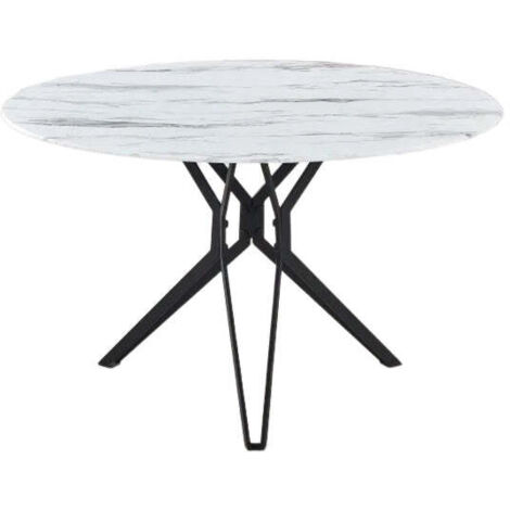 Table à manger ronde verre effet marbré 120x75 cm – ELECTRA