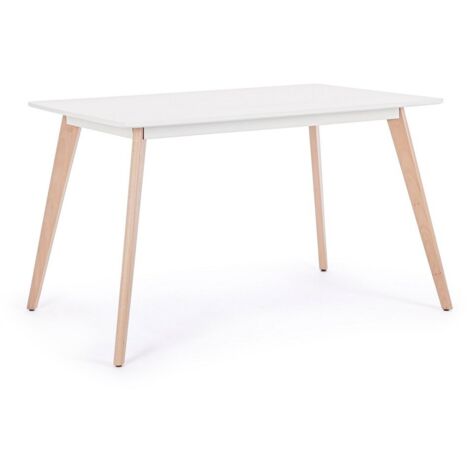 Table à manger scandinave 120x80x74 cm blanc et naturel