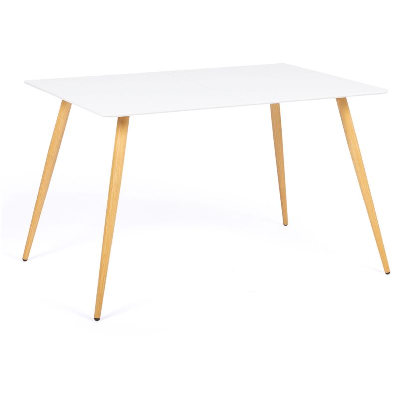 Idmarket – Table de salle à manger scandinave rectangle blanche 120 cm – 6 places – MDF laqué – Design épuré pour intérieur moderne