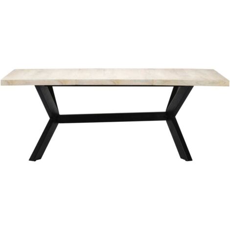 Table à manger Scandinave - Table de salle à manger Blanc 200x100x75cm Bois manguier massif BV330002 - BonneVie