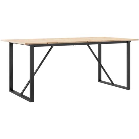 Table à manger  Table à dîne  cadre en O 180x90x75 cm bois de pin massif acier