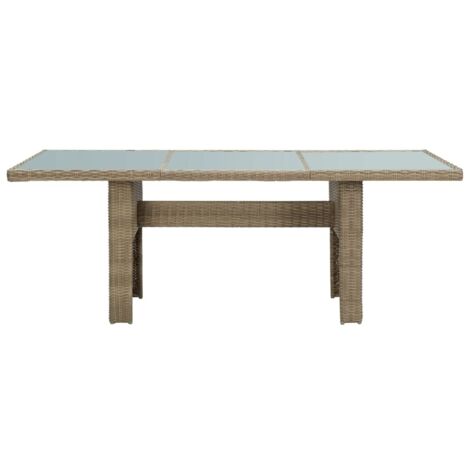Table à manger  Table à dîne  Marron 200x100x74 cm Verre et résine tressée