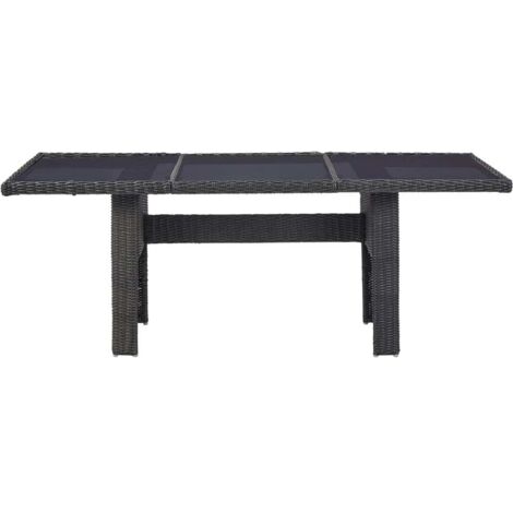 Table à manger  Table à dîne  Noir 200x100x74 cm Verre et résine tressée