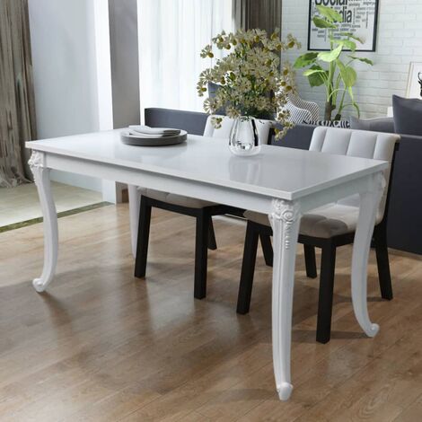 Table à manger Table à dîner | 116 x 66 x 76 cm Blanc haute brillance 87614 - Blanc