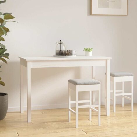 Table à manger Table à dîner  Blanc 110x55x75 cm Bois massif de pin 99807