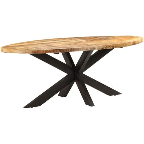 Table à manger Table à dîner  ovale 200x100x75 cm Bois de manguier brut 99141