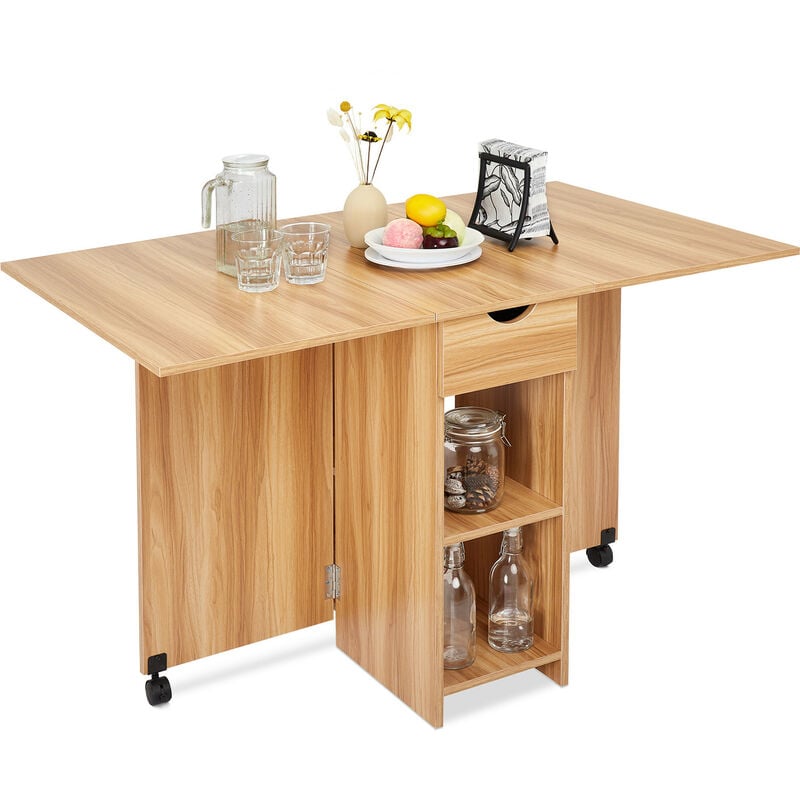 Table pliante table à manger pliante cuisine table mobile à feuilles caduques Chêne Rouge Mondeer