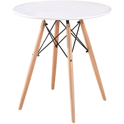 Table à manger \Table de Basse ronde scandinave scandinave pieds en bois 70 cm blanc
