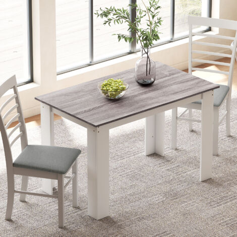 Table à manger table de cuisine moderne avec grand plateau 4-6 personnes en panneau de particules 120x69x75cm gris