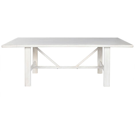 Table à manger, table de repas en bois de manguier coloris blanc - longueur 213 x profondeur 96 x Hauteur 76,50 cm