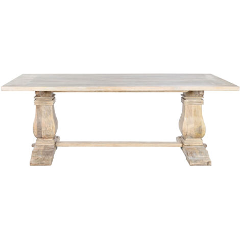 Table à manger, table de repas en bois de manguier coloris naturel - longueur 215 x profondeur 100 x Hauteur 76 cm