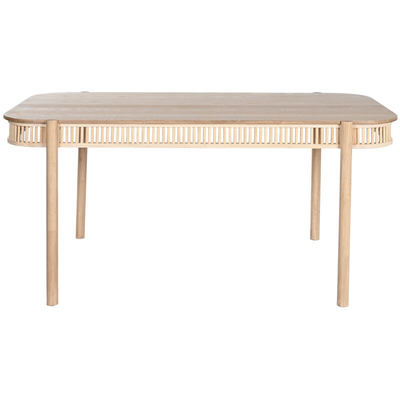 Table à manger, table de repas rectangulaire en bois coloris naturel - longueur 160 x profondeur 80 x Hauteur 76 cm