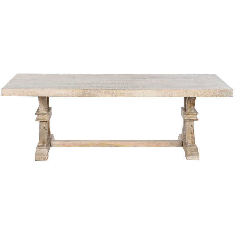 Pegane - Table à manger, table de repas rectangulaire en bois de manguier coloris naturel - longueur 150 x profondeur 70 x Hauteur 50 cm