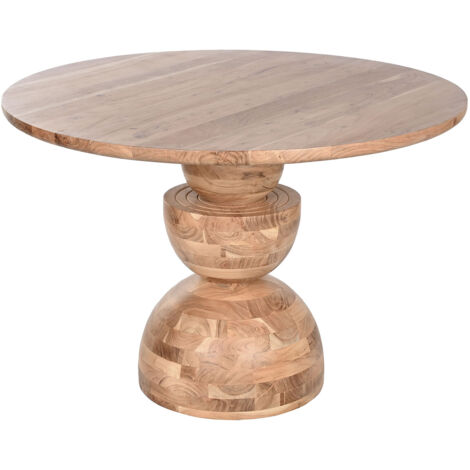 Table à manger, table de repas ronde en bois d'acacia coloris naturel - diamètre 115 x Hauteur 76 cm
