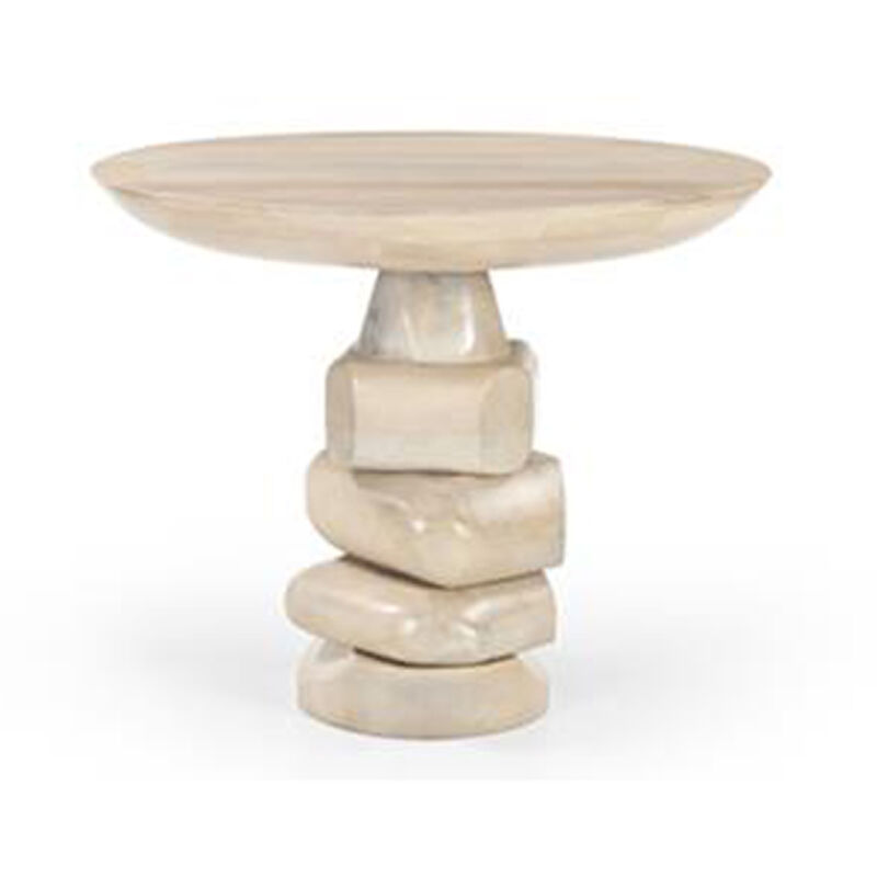 Table à manger, table de repas ronde en bois de manguier coloris naturel - diamètre 100 x Hauteur 76 cm