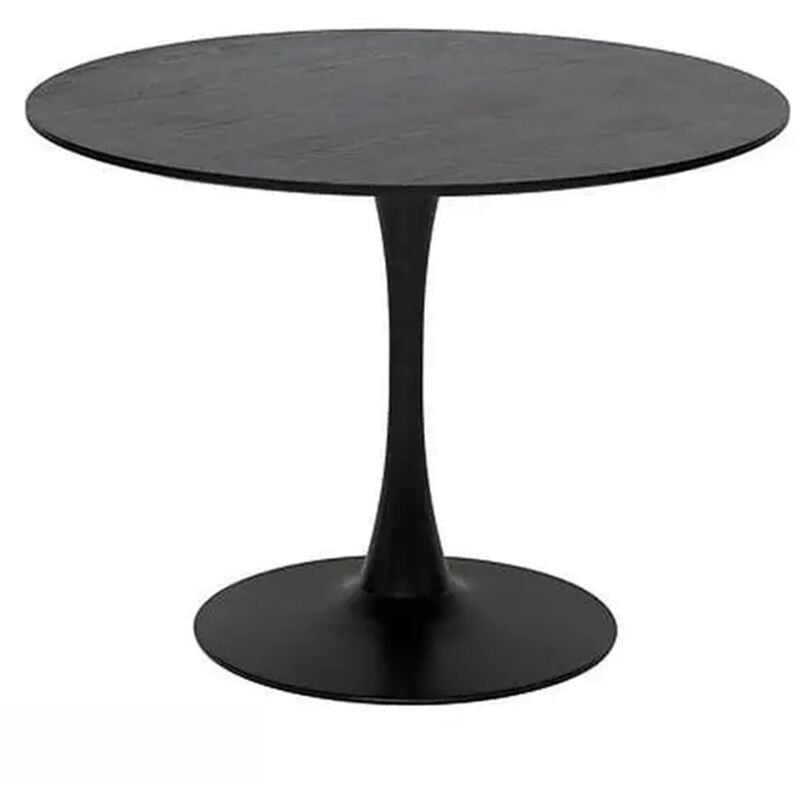 Pegane - Table à manger, table de repas ronde en métal et mdf coloris noir -diamètre 102 x Hauteur 76 cm