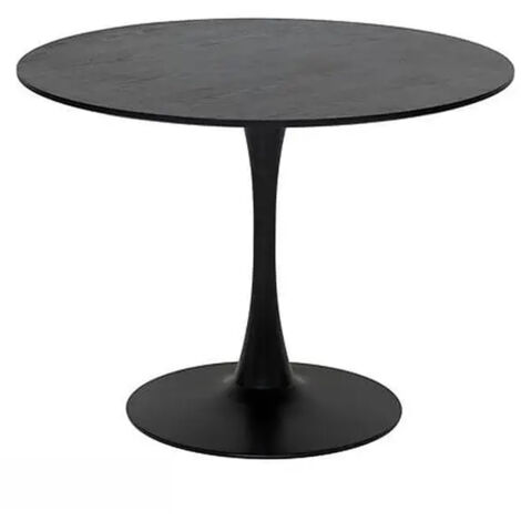 Table à manger, table de repas ronde en métal et MDF coloris noir -diamètre 102 x Hauteur 76 cm