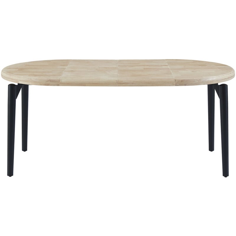 Pegane - Table à manger, table de repas ronde extensible en bois coloris chêne nordique, pieds en métal noir - diamètre 100-180 x hauteur 76 cm