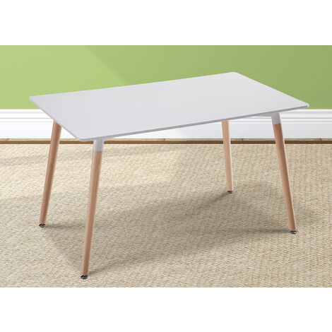 Table à manger, table de salon rectangulaire coloris blanc, naturel - longueur 120 x profondeur 80 x Hauteur 76 cm -PEGANE-