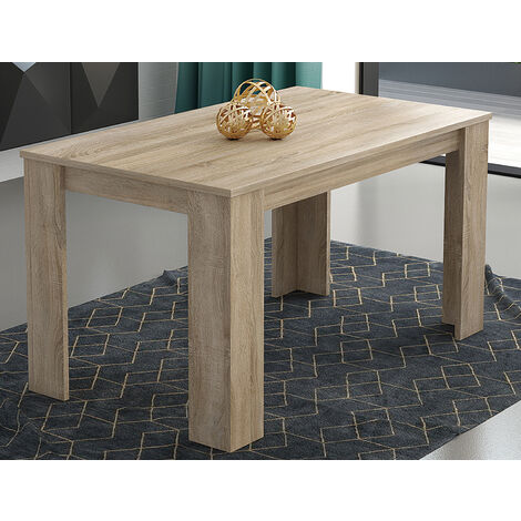 Table à manger, table de salon rectangulaire coloris chêne cambrian - Longueur 138 x Profondeur 80 x Hauteur 75 cm -PEGANE-