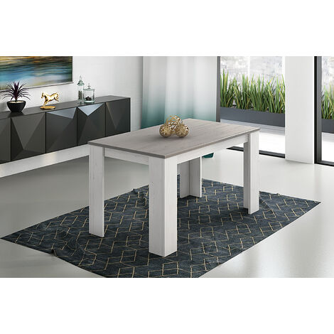 Table à manger, table de salon rectangulaire coloris pin andersen, pin gris - longueur 138 x profondeur 80 x Hauteur 75 cm -PEGANE-