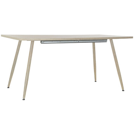 Table à manger Table repas extensible en métal et MDF coloris naturel - Longueur 160-200 x Hauteur 76 x Profondeur 90 cm -PEGANE-