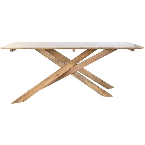 Table à manger, table repas rectangulaire en bois coloris naturel - Longueur 180 x Profondeur 90 x Hauteur 76 cm -PEGANE-