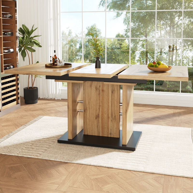 Tonchean - Table à manger télescopique (119-158,5×80cm), table à manger extensible, table de cuisine peu encombrante, extensible jusqu'à 119-158,5 cm