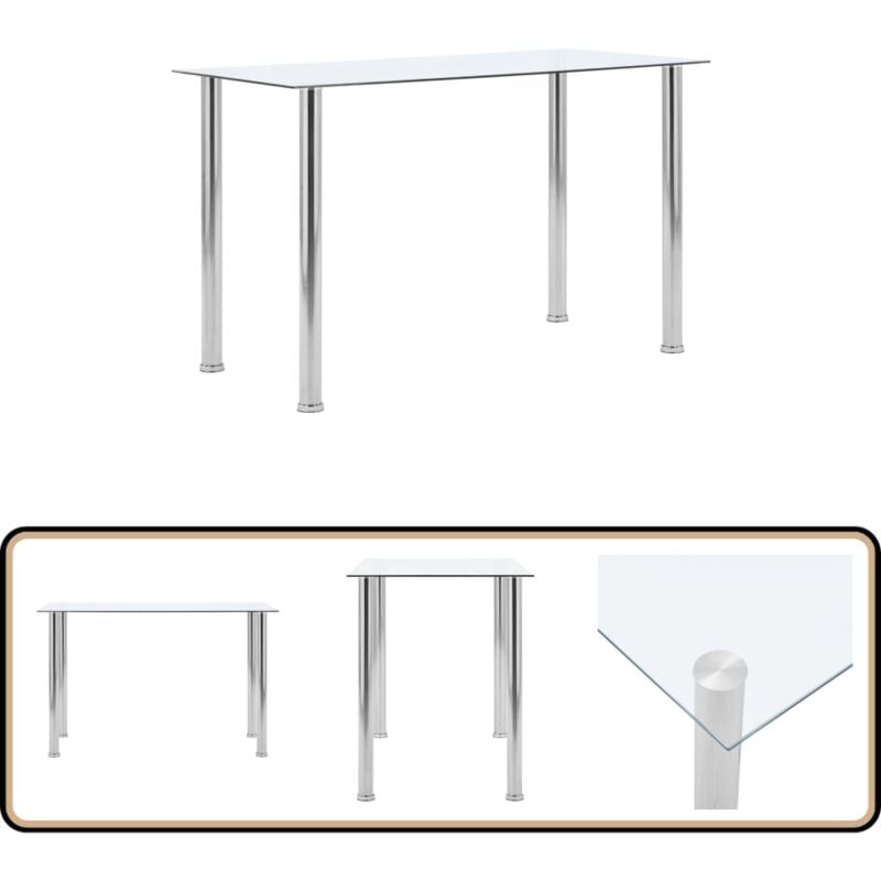 Vidaxl - Table à manger Transparent 120x60x75 cm Verre trempé - Table à Manger - Table Transparente - Table Design - Table Moderne - Table Salle à