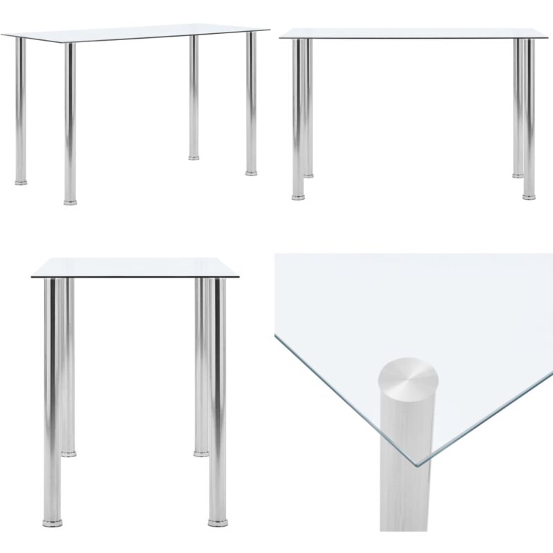 Vidaxl - Table à manger Transparent 120x60x75 cm Verre trempé - Table à Manger - Table Transparente - Table Design - Table Moderne - Table Salle à
