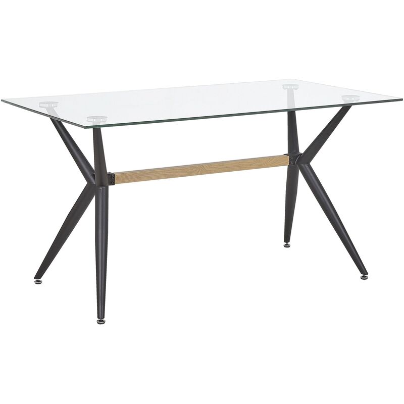 Beliani - Table à manger transparente et noire 140 x 80 cm SACRAMENTO