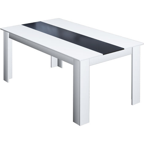 Table à manger VEGAS 8 personnes blanche et noir 160 cm -