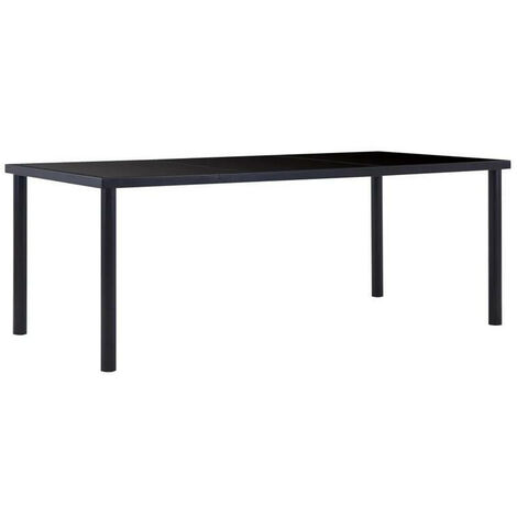 Table à manger verre trempé et pieds métal noir Orati 200cm