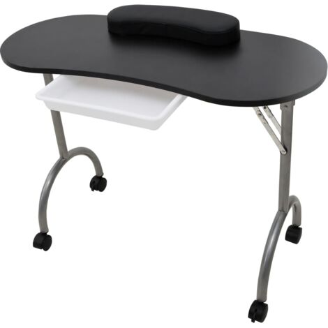 Table à manucure pliable avec roulettes Noir CFW80031