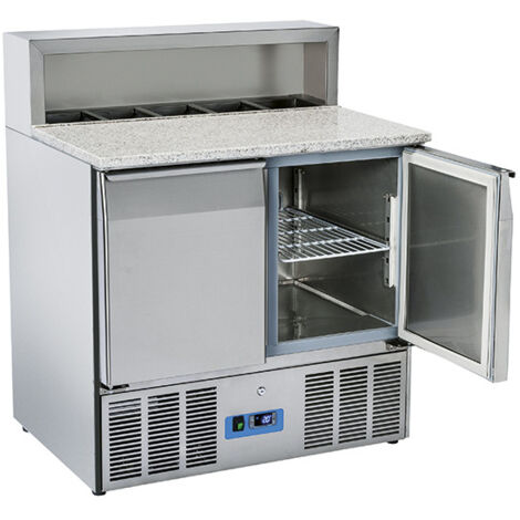 Table à Pizza avec 2 Portes GN 1/1, 5x GN 1/6 h 150 mm, 0°/+8°C - Mastro