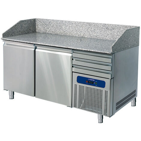 Table à pizza avec portes 600x400 mm et tiroirs - Profondeur 800 - Virtus
