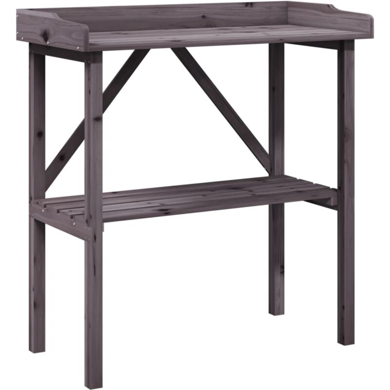 Table à plantes avec étagère gris 78x38x82,5 cm bois de sapin Vidaxl
